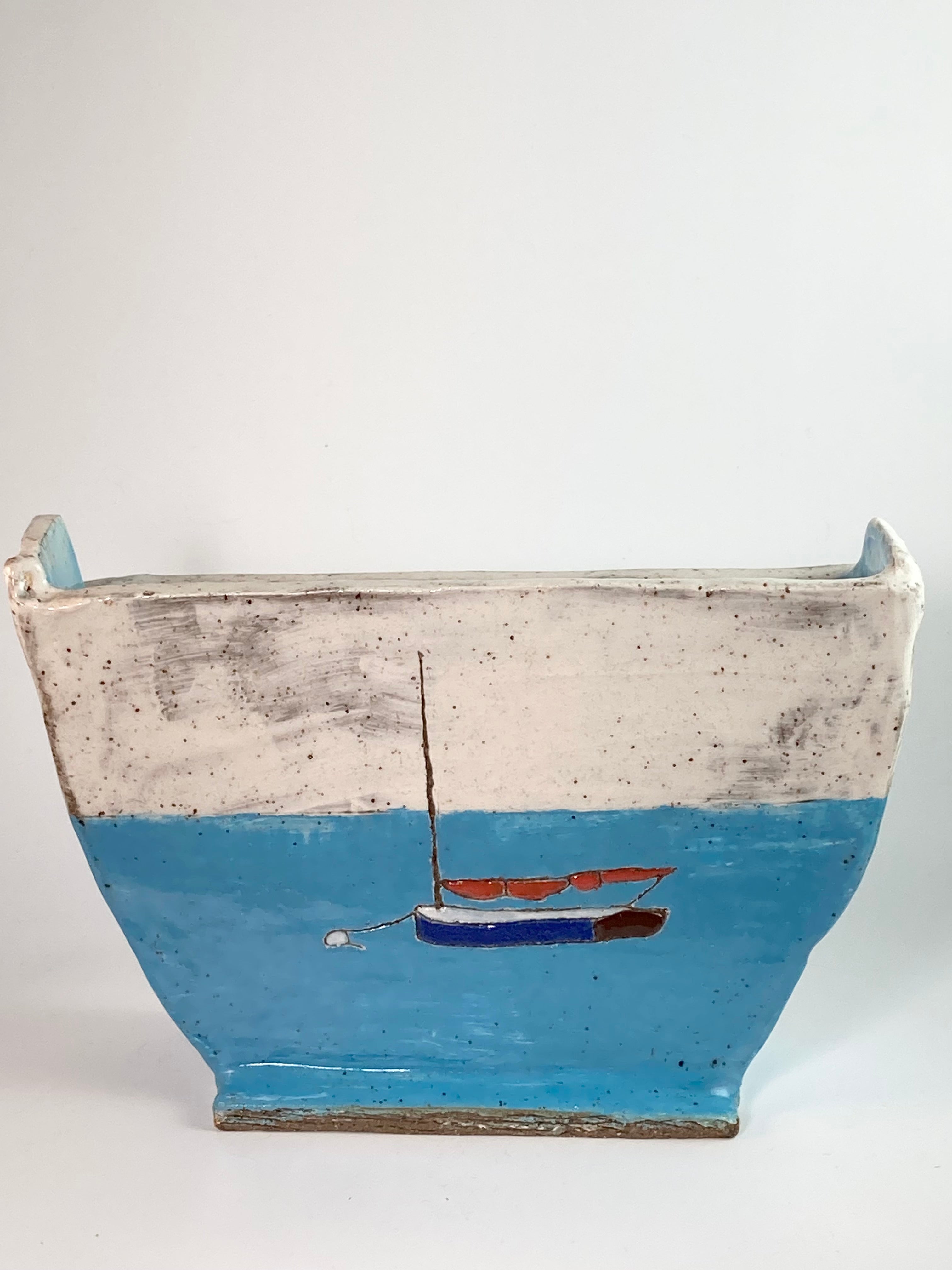 Blue Sailboat Vase