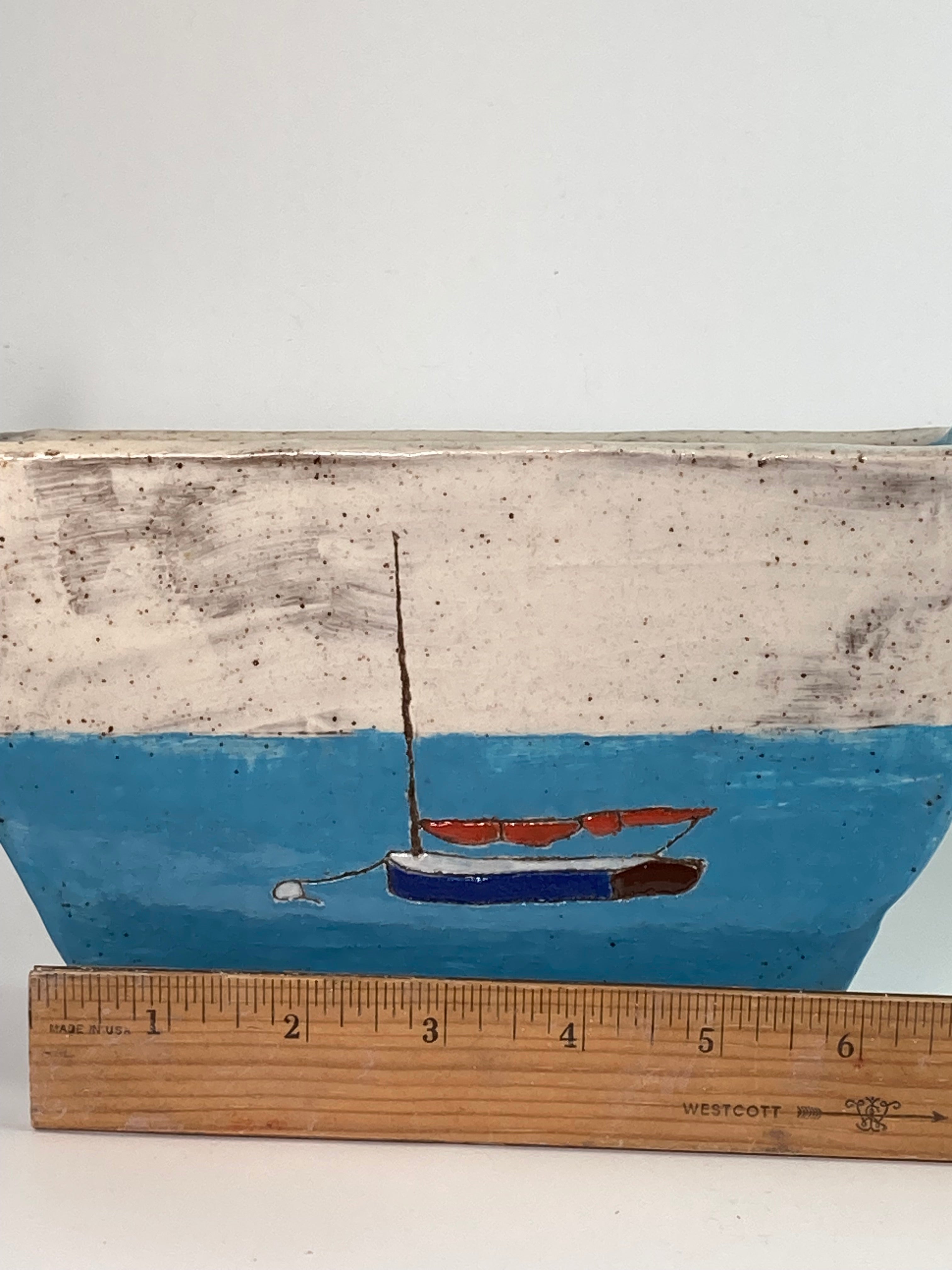 Blue Sailboat Vase