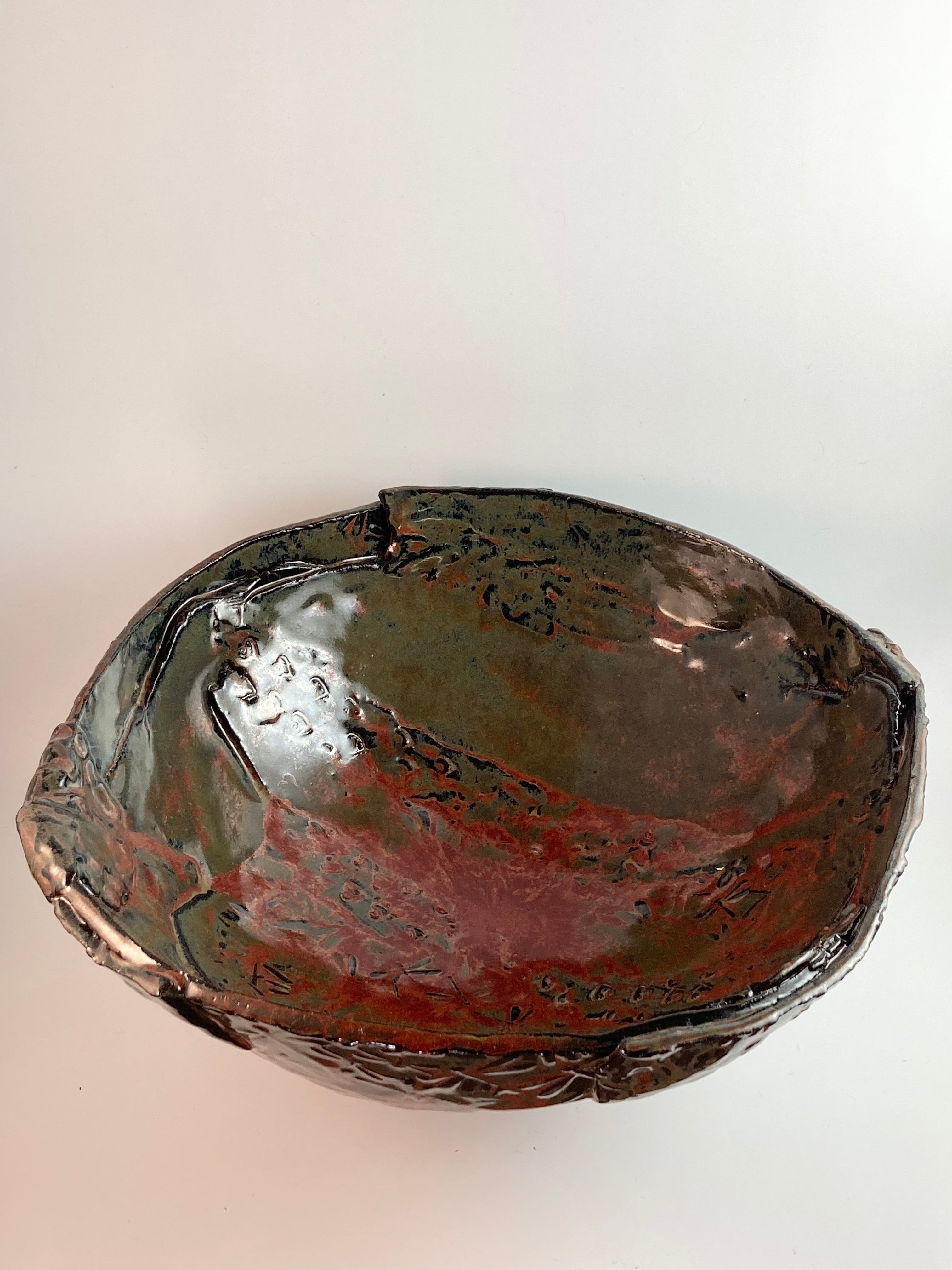 Large Green & Orange Dragonfly Bowl